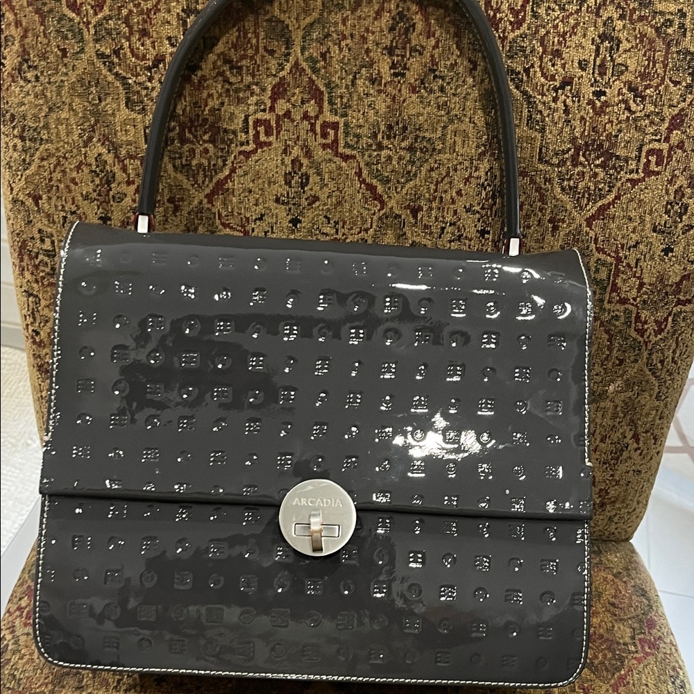 Arcadia Shiny Charcoal Satchel